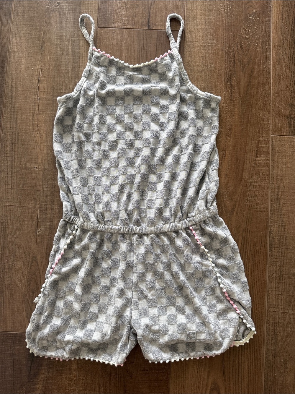 Appaman Gray and White Checkerboard Terry One-Piece Romper